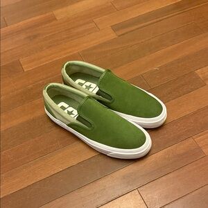 Converse Olive Green Canvas Slip-On Sneakers